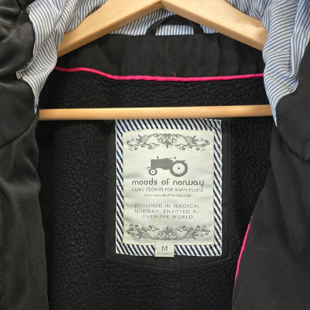 Moods of Norway Black Coat with Pink Trim